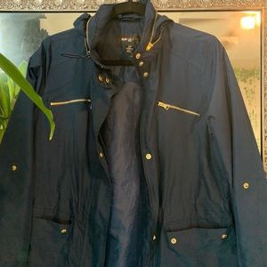 Navy blue rain coat